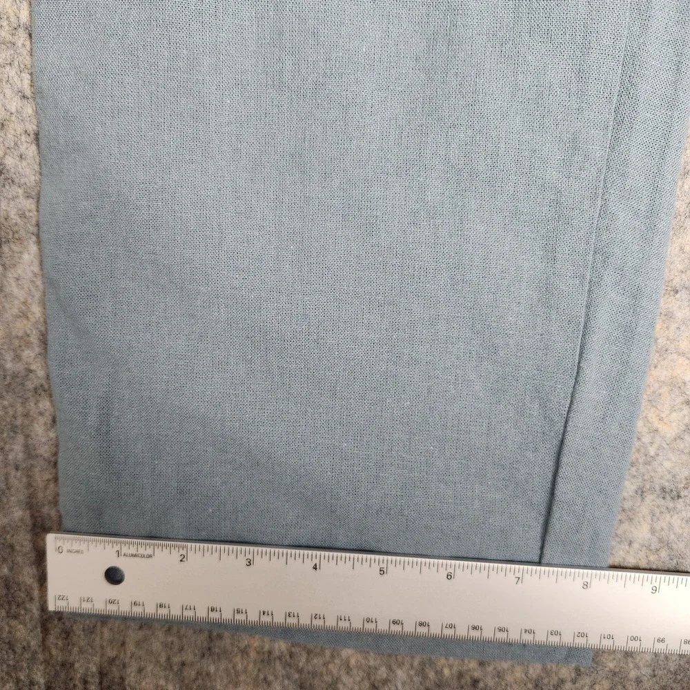 J Crew Linen Blend Drawstring Pants Men L 34x30 Sky Blue Elastic Waist Vacation